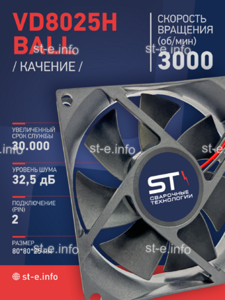 Вентилятор  VD8025H Ball (качения) 12V - st-e.info - Стерлитамак